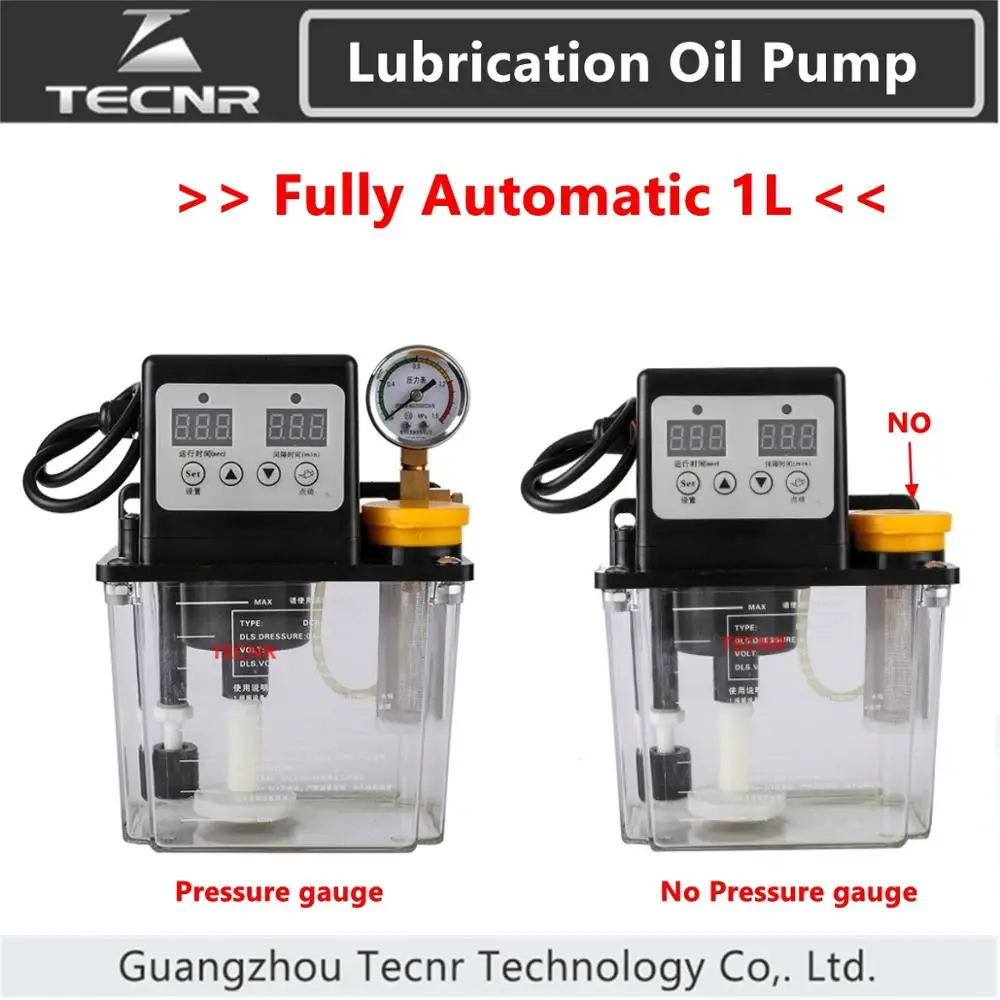  TECNR fully automatic lubricating oil pump 1L Liters with Pressure gauge cnc electromagnetic lubric