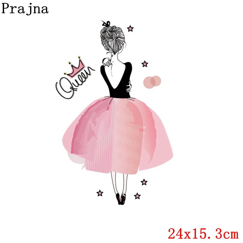 Prajna, детская одежда принцессы для девочек, с утюгом, в полоску, с утюгом, с нашивкой, с теплопередачей, виниловые термонаклейки, аппликация, значок - Цвет: Серебристый