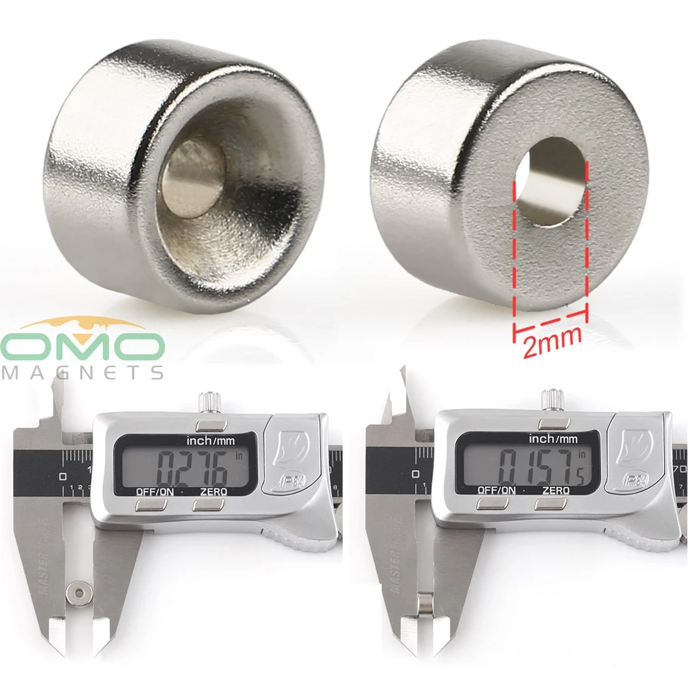ОМО магнетизм 12 шт. сильные неодимовые круглые кольца цилиндр потайное отверстие 2 мм Магниты 7 мм x 4 мм