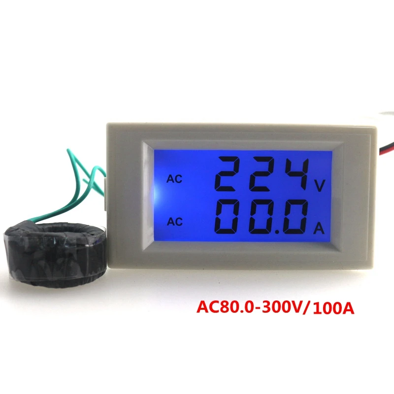 AC 110V 220V Цифровой вольтметр Амперметр LCD амперметр напряжения с голубой