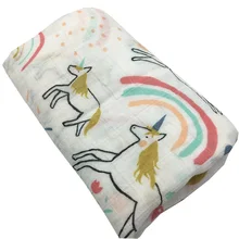 Buy 100% Bamboo Fiber Unicor Muslin Blanket Print Floral Baby Bedding Bath Towels Blankets Newborn For Babies Swaddle Wrap Receiving Free Shipping