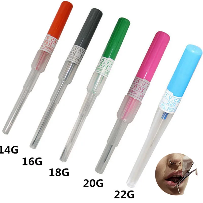 

1pc 14G 16G 18G 20G Body Jewelry Surgical Steel Catheter Piercing Needles Supply Sterilized Body Tattoo Needles
