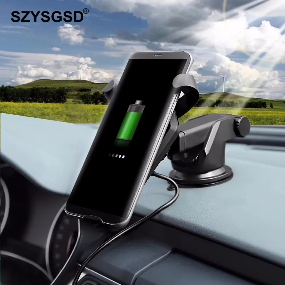 Car Mount Qi Wireless Charger For iPhone XS X XR 8 Fast Wireless Charging For Samsung Galaxy S9 S8 Note 8 9 Car Phone Holder 