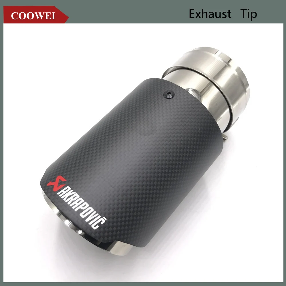 

One PCS New style Akrapovic 54 mm inlet 114 mm outlet singel Pipe Universal Carbon Fiber Exhaust Tip Pipe