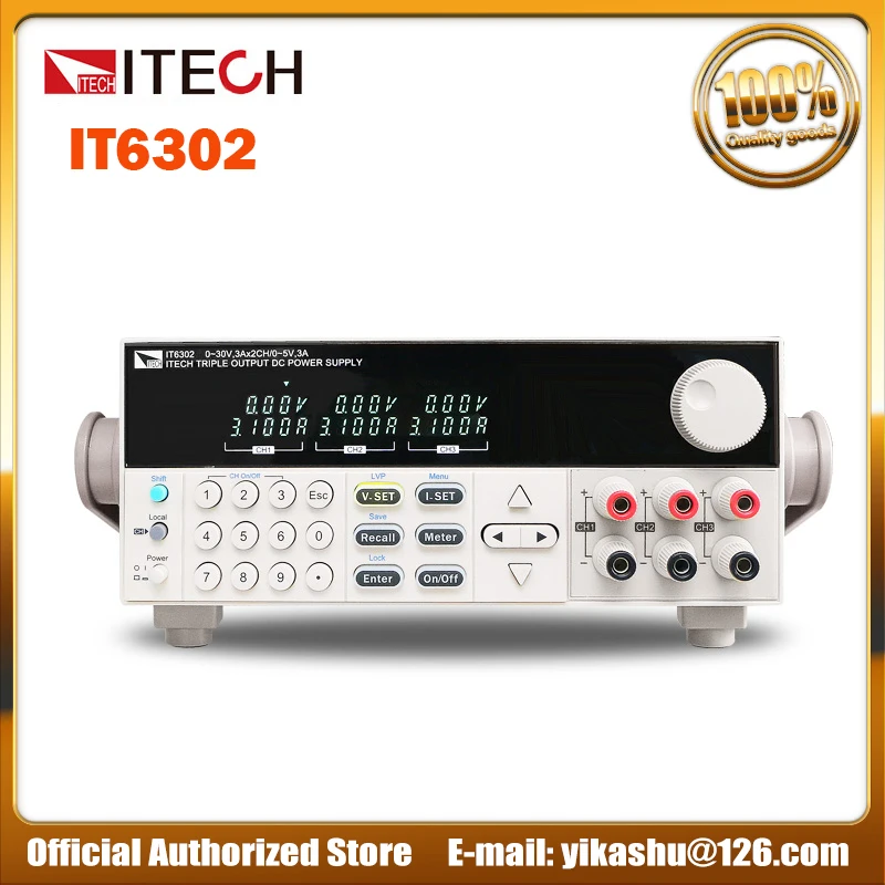 

New Original Authentic ITECH IT6302 3 Channels Programmable DC Power Supply 30V/3A/90W*2CH and 5V/3A/15W*1CH Free Shipping