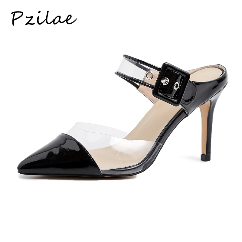 Pzilae fashion high heels 2019 PVC black pumps straps summer women pumps slingbacks pointed toe high heels stiletto ladies pumps Pzilae fashion high heels 2019 PVC black pumps straps summer women pumps slingbacks pointed toe high heels stiletto ladies pumps