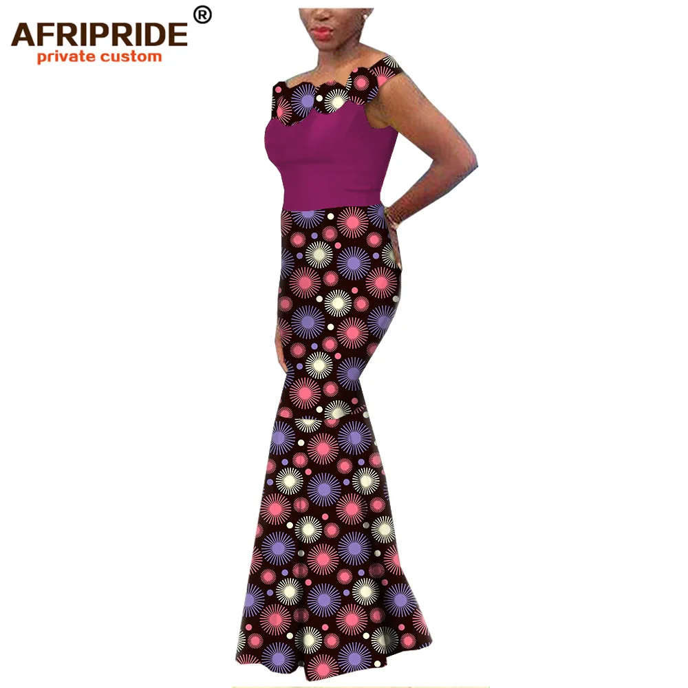 Африканский Воск Труба вечернее платье для женщин AFRIPRIDE Базен richi Портной Сделано с плеча платье в пол платье A1925009 - Цвет: 249X