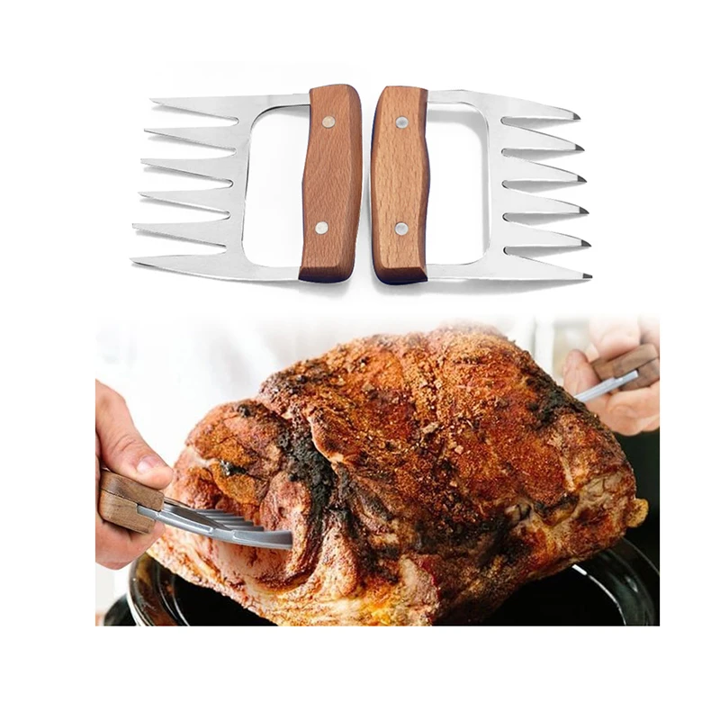 Günstige 2 teile satz Neue Bär Krallen Grill Gabel Zange Ziehen Fleisch Zerkleinern Schweinefleisch Clamp Rösten Gabel Schwarz BBQ Set Grill Werkzeug