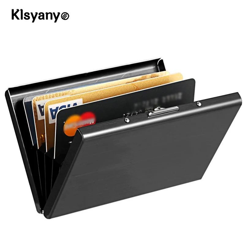 Klsyanyo Black Stainless Steel Metal Case Box Men Women Business Credit font b Card b font