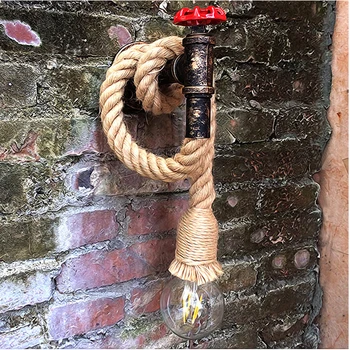 

Antique Led Sconce Wall Lights Rope Hallway Bedroom Home Bar Industrail Vintage Wall Lamp Iron Lighting Fixtures E27 AC90-260V