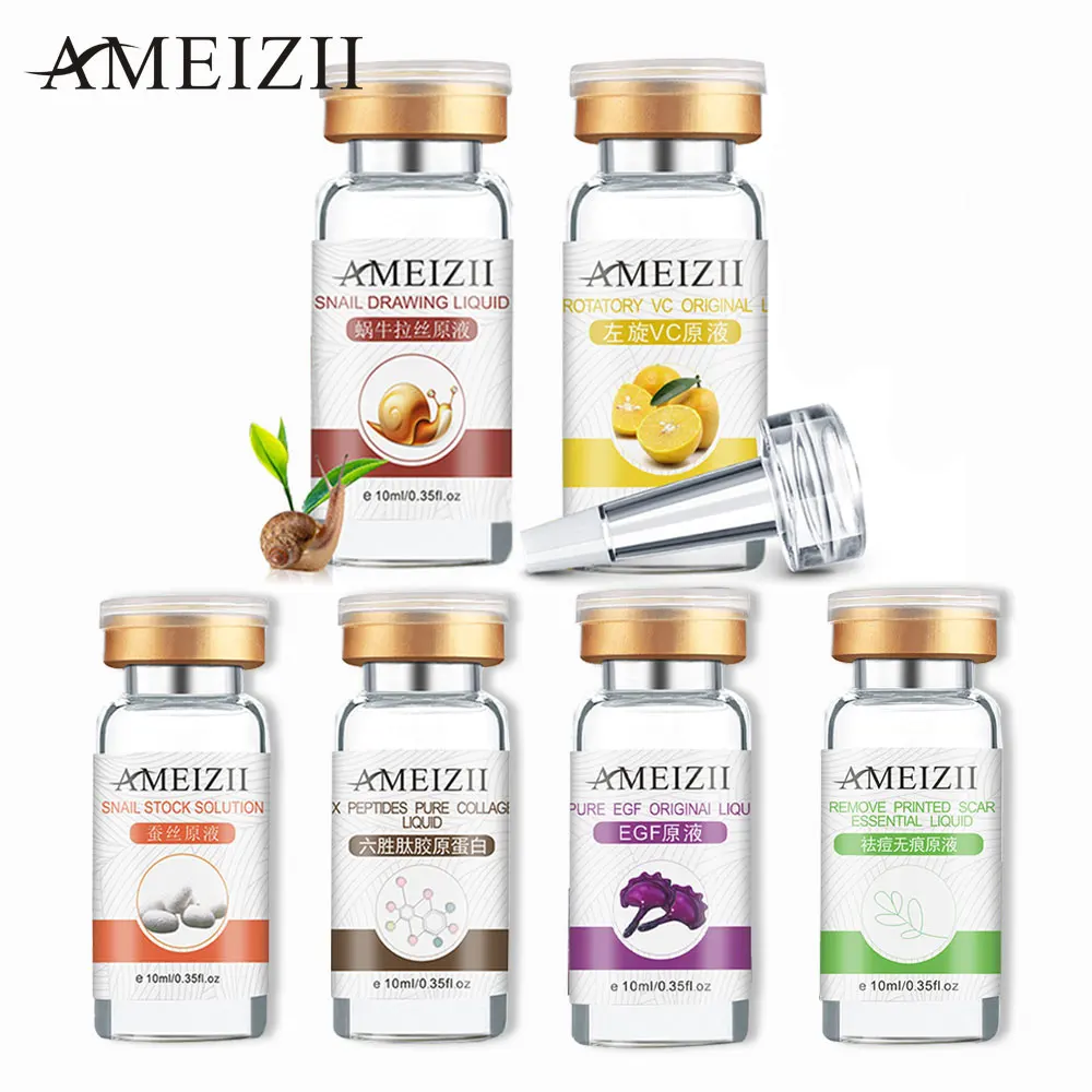 

AMEIZII 6pc/set Anti Aging Skin Care Vitamin C Essence Collagen Whitening Serum Hyaluronic Acid Face Cream Snail Remover Freckle
