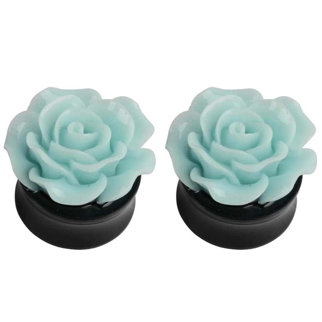 1Pair Rose Acrylic Double Saddle Ear Plugs Fashion r Ear Gauge Plugs Tunnels Stretcher Expander For Women Jewelry 8mm-25mm