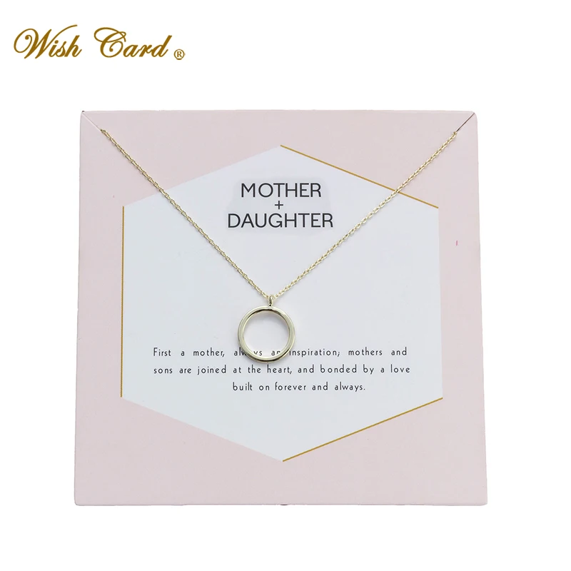 

Wish Card Golden Simple Circle Pendant Copper Necklace Son Mother Mother's Love Mother's Day Gift Dropshipping EY6025