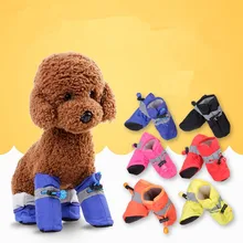 4 pçs/set Anti-slip Sapatos Animal de Estimação para Cães Pequenos e Gatos Chihuahua Cão À Prova D' Água Botas de Neve Botas Quentes Calçados Meias Cachorro