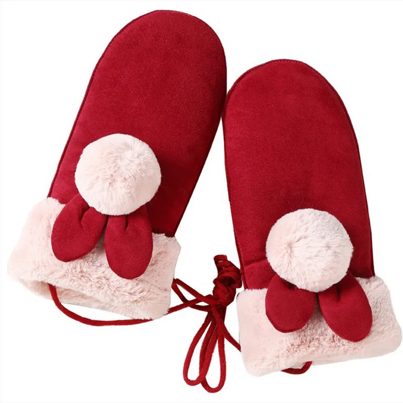 

SUMEIKE New Winter Gloves Mittens Boy Girls Wool Gloves Outdoor Thick Warm Mittens