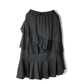 

Z-ZOUX Women Skirt Irregular High Waist Ruffle Skirts Womens Asymmetry Black All Match Long Skirts Women 2019 New Fashion Sexy