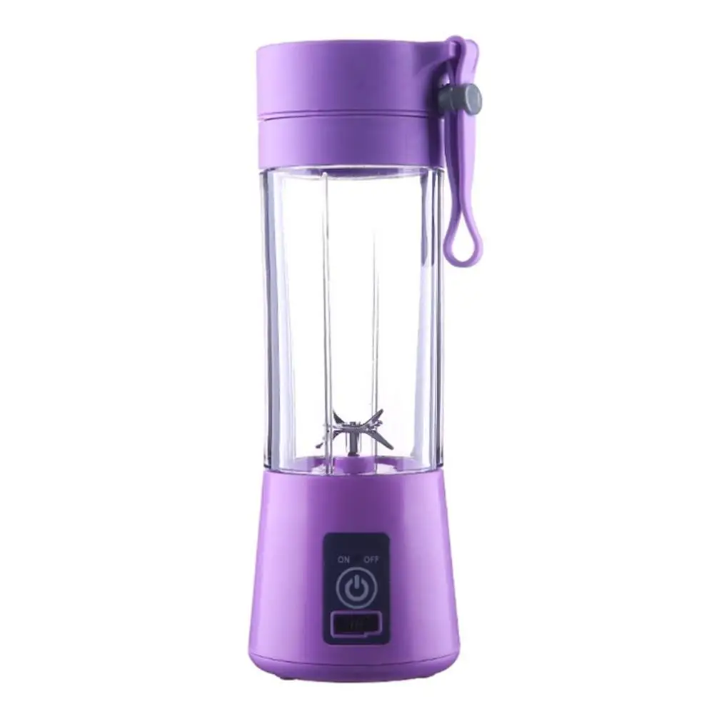 380 мл 2/4 лезвия USB аккумуляторная электрическая соковыжималка для фруктов блендер для приготовления смузи машина Спортивная бутылка сосуд для выдавливания сока дропшиппинг - Цвет: purple