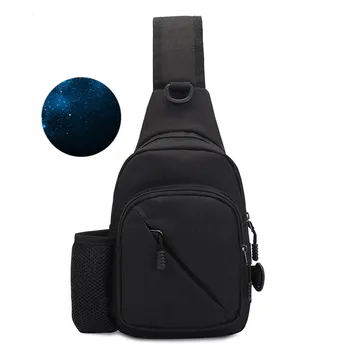 

Men Outdoor Leather Shoulder Bags Casual Students Sport Canvas Pure Color Crossbody Chest Phone Bag Sac