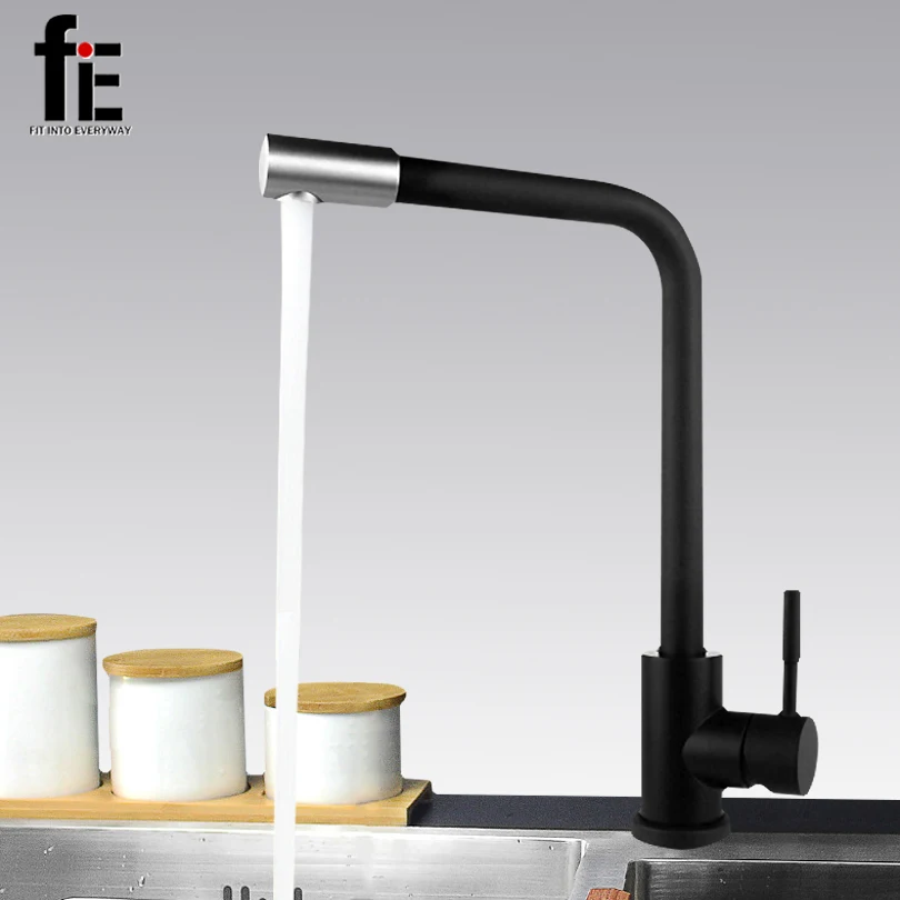 

fiE Black Stainless Steel Multifunctional Kitchen Hot Cold Water Kitchen Faucet Mixer Tap