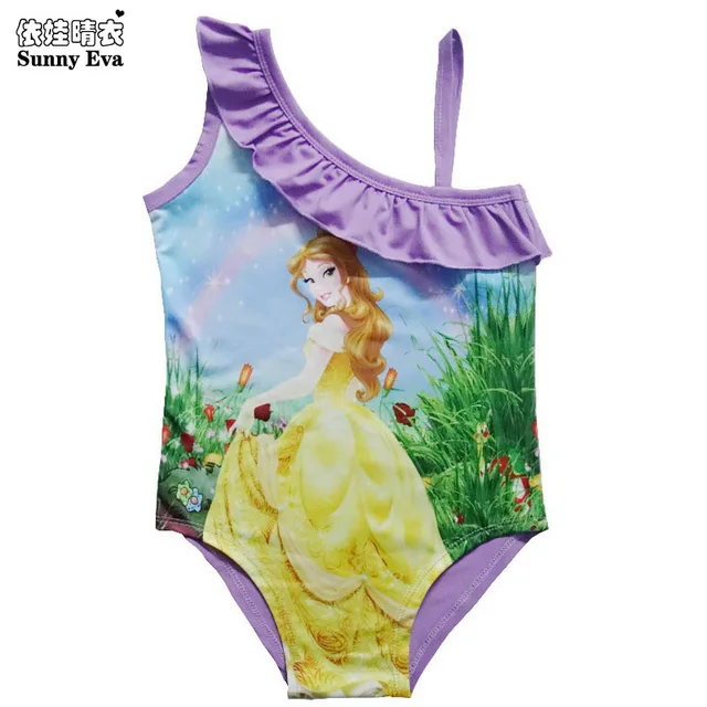 Special Price sunny eva princess One-piece swimsuit girls swimsuit 2017 new bikini children's swimwear mesh bathing suits strap kids swimwear 