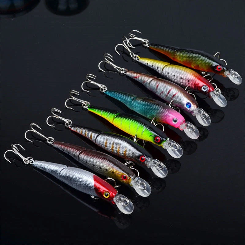 

8pcs Fishing lure Multi-jointed Bait Crank Bait Tackle Accessory Light weight Swimbait Kit Brand New