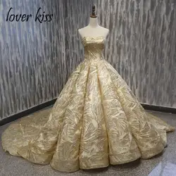 Lover Kiss Vestido De Noiva 2019 без бретелек блеск Золотое свадебное платье мяч корсет свадебные церемонии Свадебные платья robe de mariage