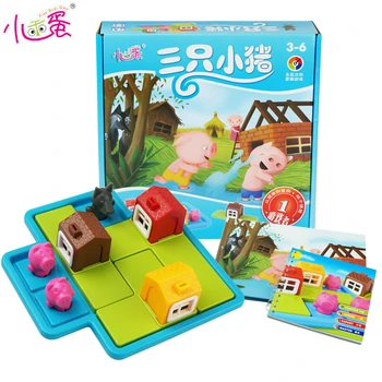 

candice guo! Educational plastic toy wolf three little pig piggy logical thinking early learning baby kids birthday gift 1pc