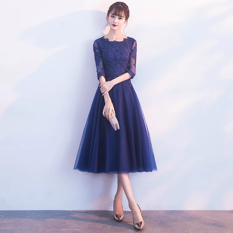 Вечерние платья в восточном стиле для женщин, элегантное тонкое платье Cheongsam в китайском стиле, свадебное длинное платье Qipao, роскошное платье Vestido XS-XXL - Цвет: blue