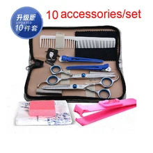 10 In 1 Set Janpan 440C Hairdressing Scissor Kit Profissional Barber Tijeras Peluquero Tesoura De Cabeleireiro Cutting Scissors