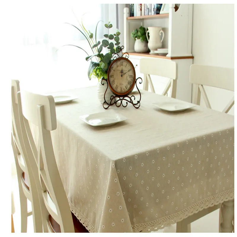 

New arrival Europe style a small crown linen cotton table cloth Universal fabric Christmas rectangular tablecloth hot sale
