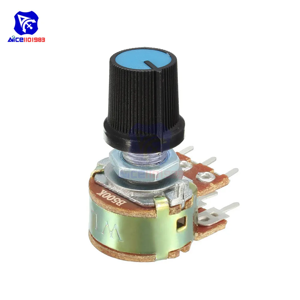 5 шт./лот потенциометр резистор 1 к 2 к 5 к 10 к 20 к 50 к 100 к 500 к ом 6 Pin Линейный переход поворотный потенциометр для Arduino с крышкой