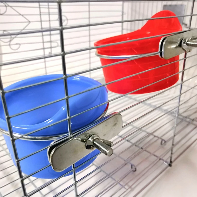 

Parrot Bird Feeder Bowl drinking fountain Water bowls Device Dual Feeding Cup Pigeons Trough Parrot Cup with Hooks