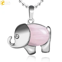 Csja Boho слон с натуральным драгоценным камнем Ожерелья Подвески рейки фиолетовый розовый кристаллический кварц черный оникс Опал подвеска ювелирные изделия E929