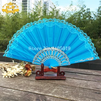

Free Shipping with Tassel For Gift Plastic Folding Lace Hand Fan Female Dancing And Party Decoration Dance Fans