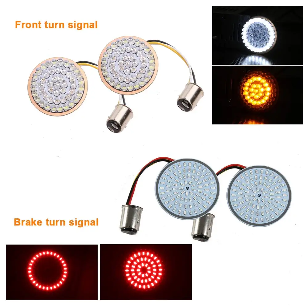 

High Quality 2 inch Bullet Style Turn Signal 1157 Amber/Red LED Inserts light Front and Rear Lamp For Touring Sportster