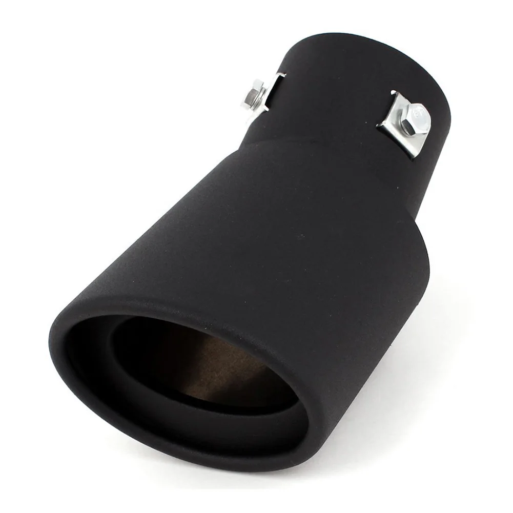 EDFY 60mm Oval Curved Tip Exhaust Silencer Rear Tube Blackin Mufflers