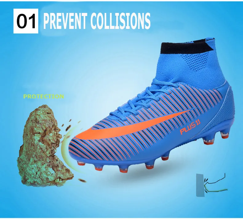 Плюс Размеры 39–46 Мужская футбольная обувь для игры вне помещений высокие ботильоны Бутсы с носками; Сезон Зима; Zapatillas Futbol Sala Hombres S147