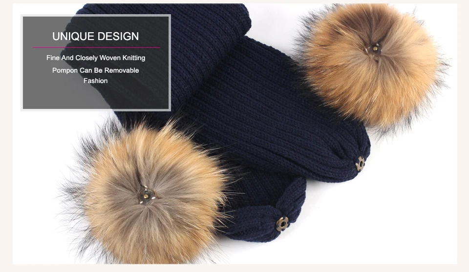 Geebro Kids Knitted Scarf With Double Raccoon Fur Pompom Boys and Girls Cashmere Plain Shawl Wrap Winter Warm Accessories DQ867