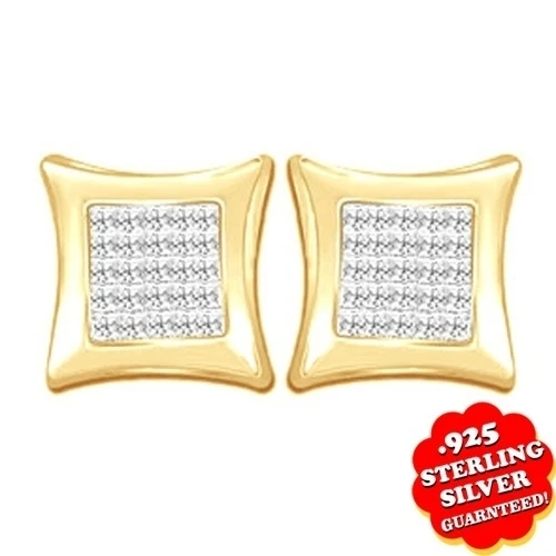 1/6 Ct Square Princess Cut 14K Yellow Gold Over Kite Shape Stud Earrings #With Free Stud