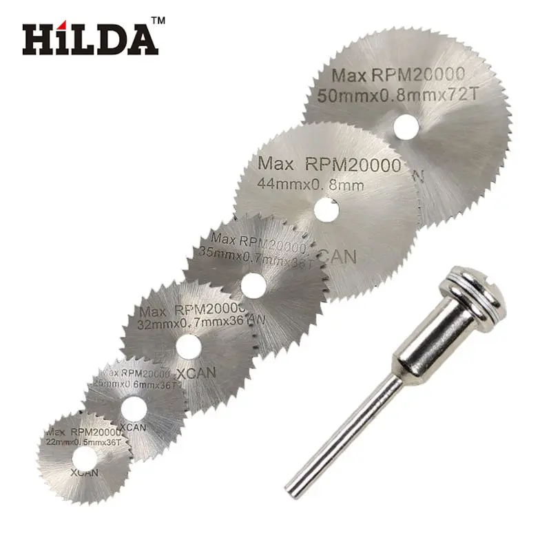 HILDA 7 шт. Мини HSS Циркулярный пильный диск роторный инструмент для Dremel металлический резак Электроинструмент набор дерева режущие диски буровая оправка