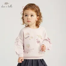 Dave bella/Весенняя модная футболка для маленьких девочек; топ для малышей; Детские футболки высокого качества с принтом; DB10186