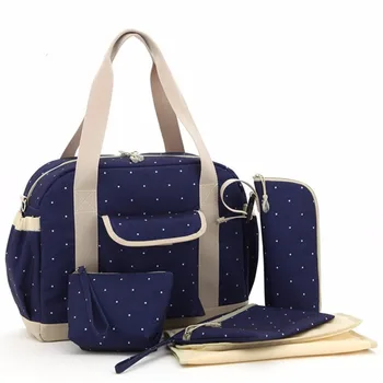 

Free Shipping! New 6PCS Dots Design Baby Changing Nappy Diaper Bag Set Cross Body Tote Mummy Bag-LX113