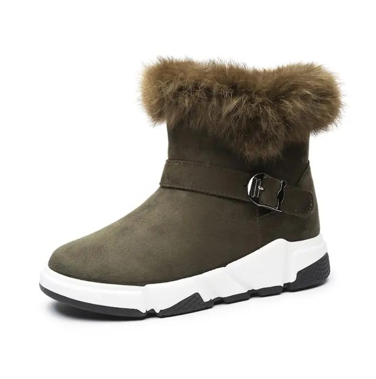 

2018 Fashion Rabbit hair Winter Boots Women Snow Boots platform Winter Shoes Warm Fur Boot Mid-Calf Add wool Women's Shoes