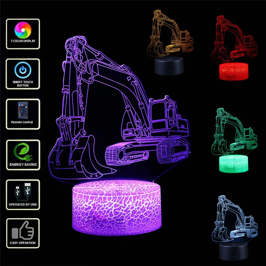 

3D Illusion Lamp 7 Color Change Touch Switch LED USB Night Light With Remote Control Desk Lamp Visualization Optical Illusi D#3