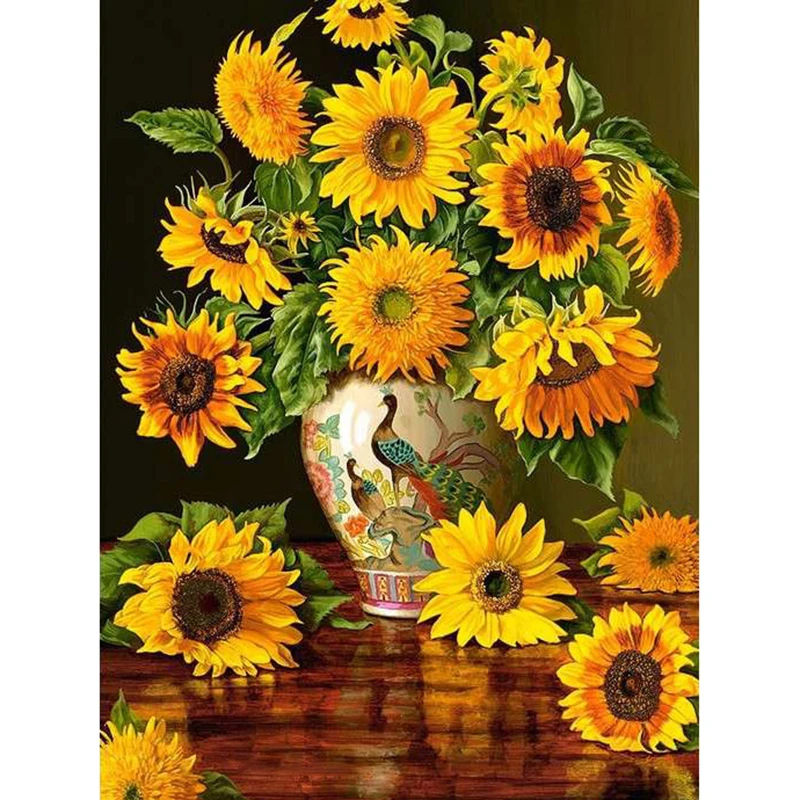 Diamond Embroidery Flowers Painting Full Square Drills House Displays DIY Mosaic