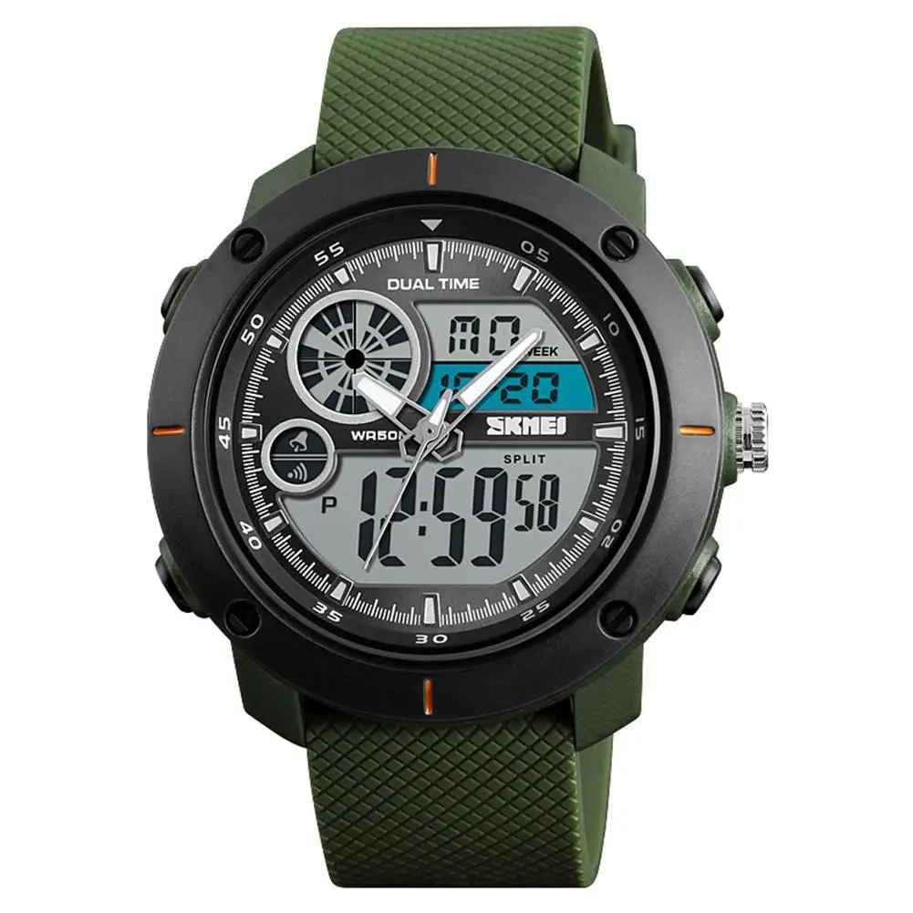 

Luminous Outdoor Students Double Time Calendar Waterproof Alarm Wrist Watch SANWOOD