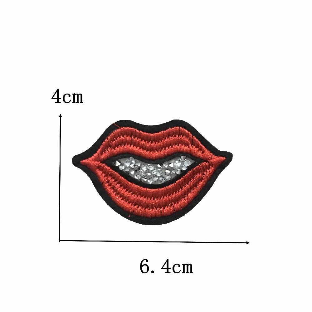 

5PCS 3D Rhinestone Lips Patches for Clothes Bags Hats Iron On Embroidered Patch DIY Hot Melt Adhesive Stickers DIY Accessories