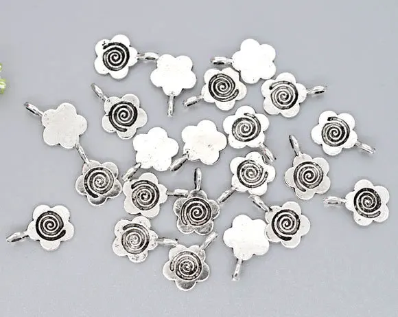 

Free Shipping 200pcs Antique Silver Tone Flower Glue on Bail Pendants 15x11mm Jewelry Findings Wholesale