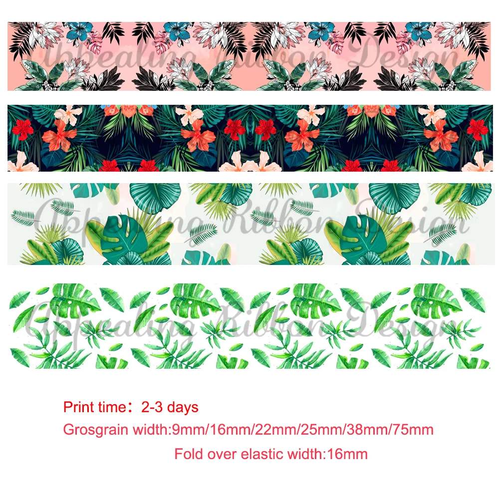 Изготовленный На Заказ 9 мм-75 мм листья цветы печатная корсажная лента 16 с