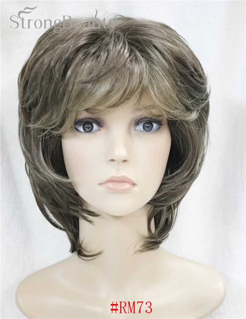 Сильная красота коричневый с светлыми парики выделяет короткие прямые волосы женский синтетический парик